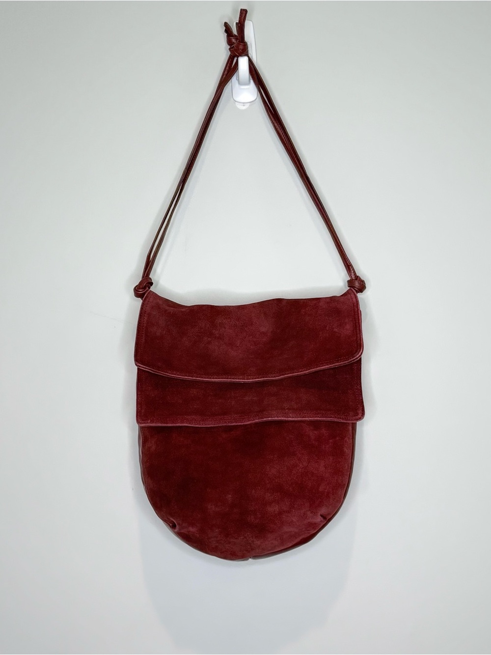 Vintage Bottega Veneta maroon suede and leather shoulder bag